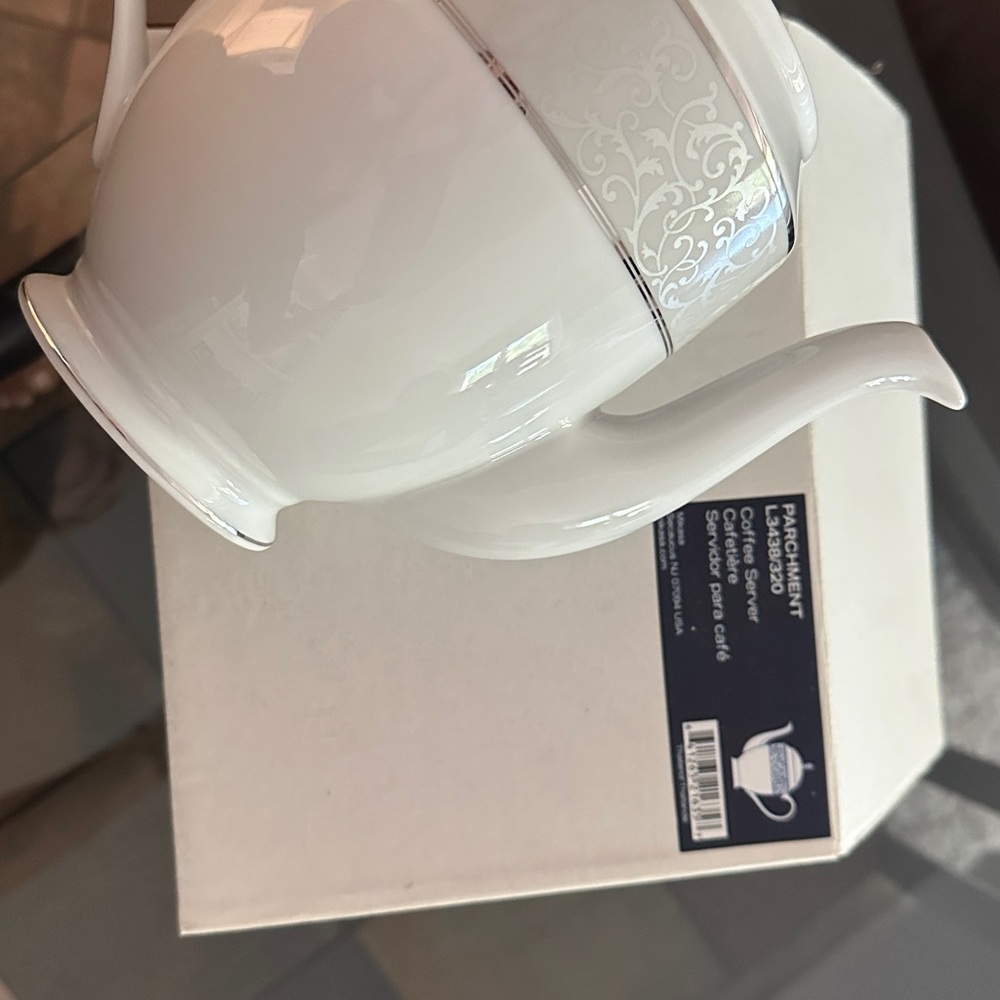 Mikasa White Teapot with Silver Accents